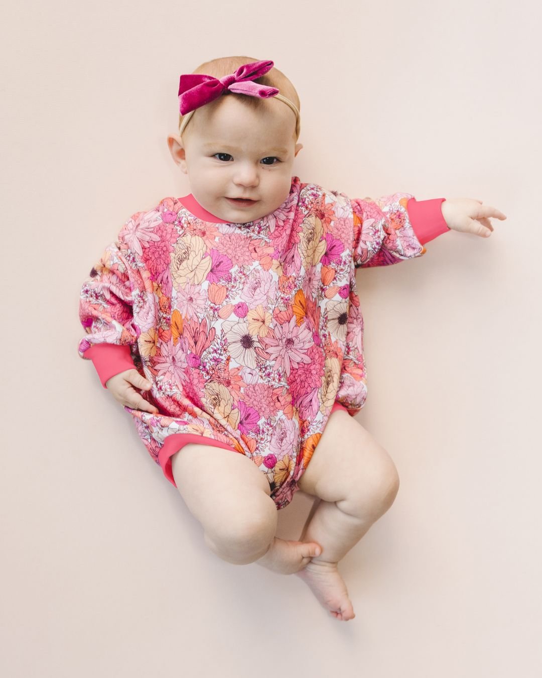 Bubble Romper | Pink Flowers - HoneyBug