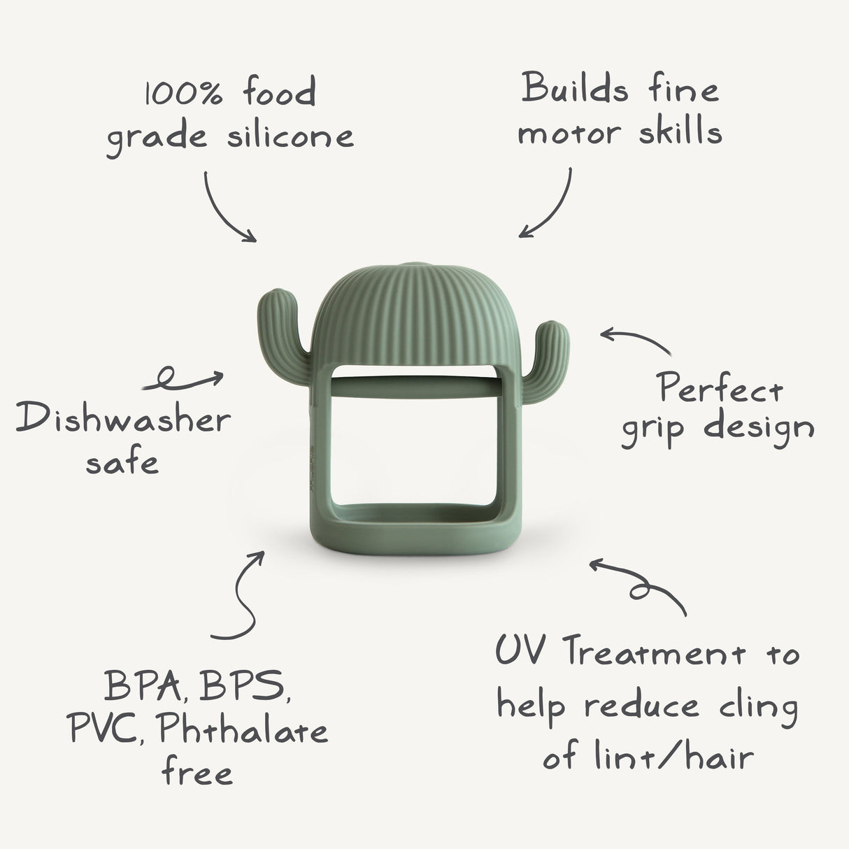 No-Drop Cactus Teether (Dried Thyme) - HoneyBug