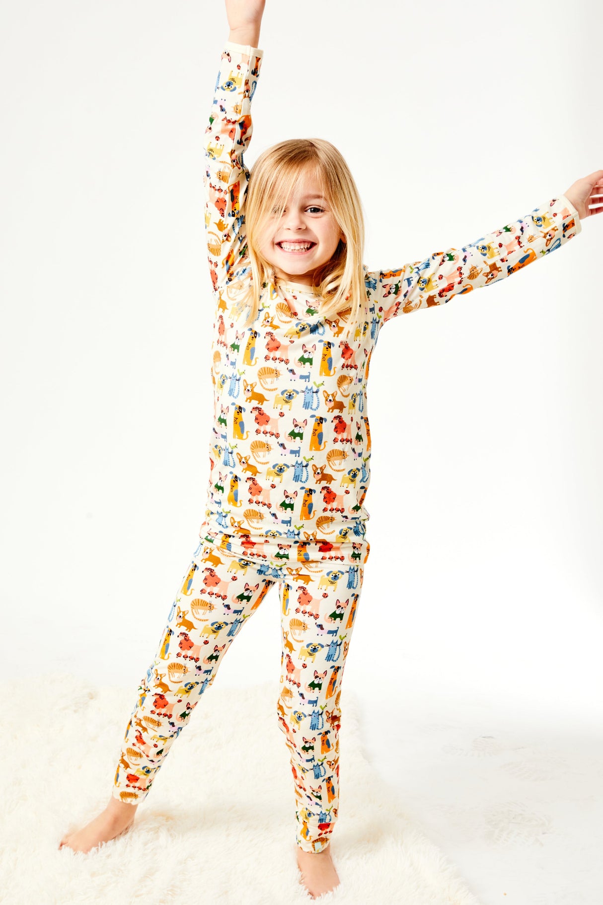 Long Sleeve Pajama Set - Cats + Dogs - HoneyBug