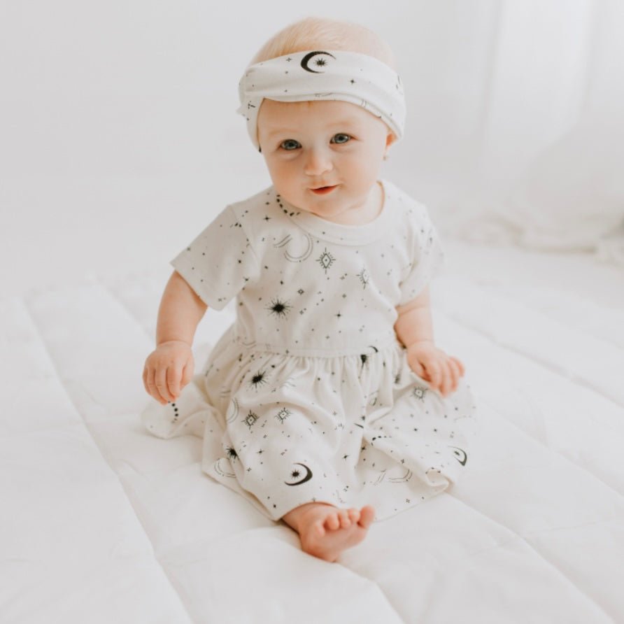 short sleeve twirl dress | celestial - HoneyBug