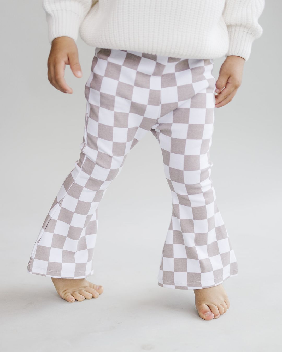 Checkered Flare Pants | Latte - HoneyBug