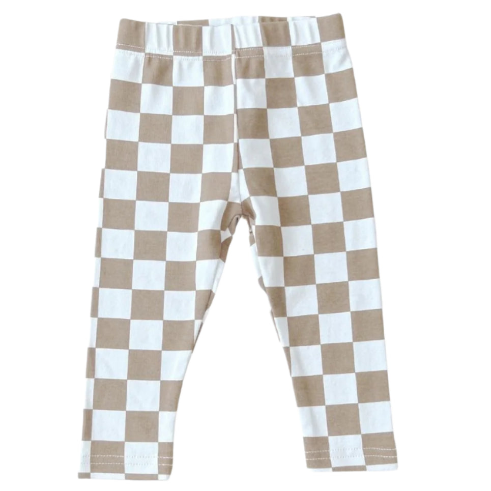 Checkered Leggings | Latte - HoneyBug