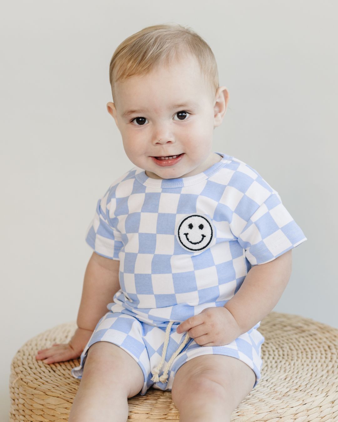 Checkered Shorts Set | Blue - HoneyBug