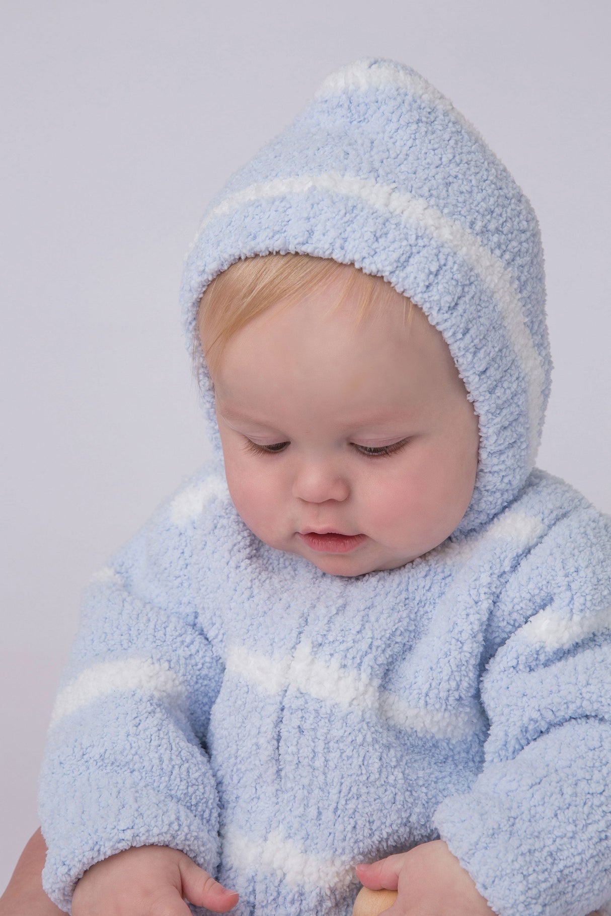 Chenille Hoodie - Light Blue / Ivory - HoneyBug