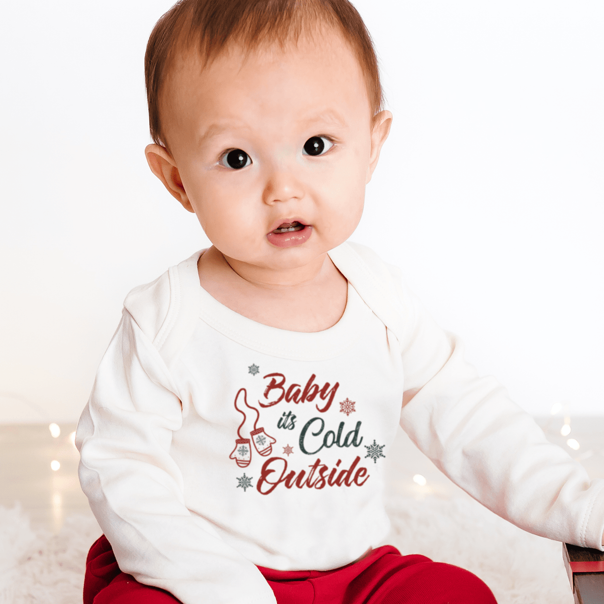 long sleeve graphic bodysuit | baby its cold outside - HoneyBug