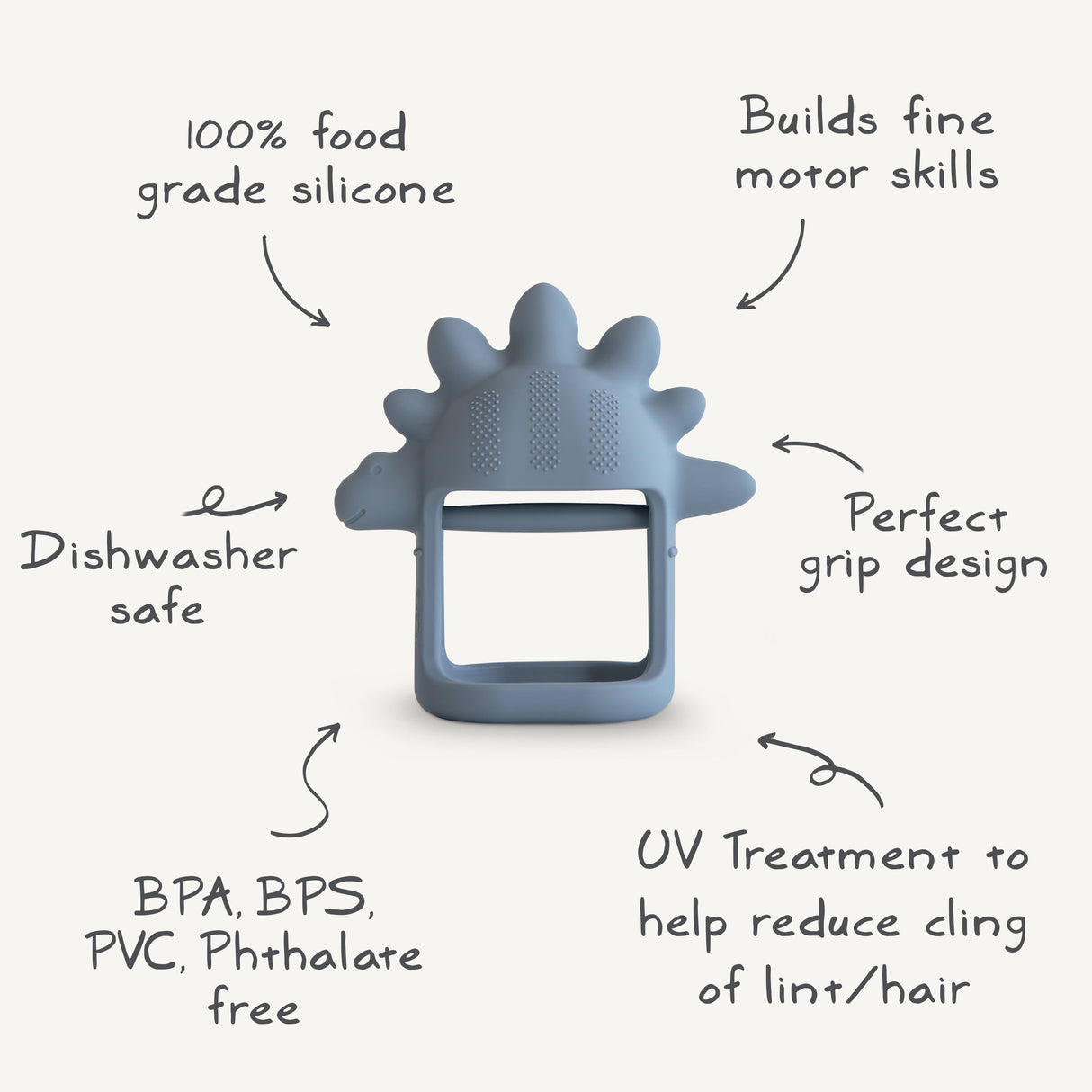 No-Drop Dino Teether (Tradewinds) - HoneyBug