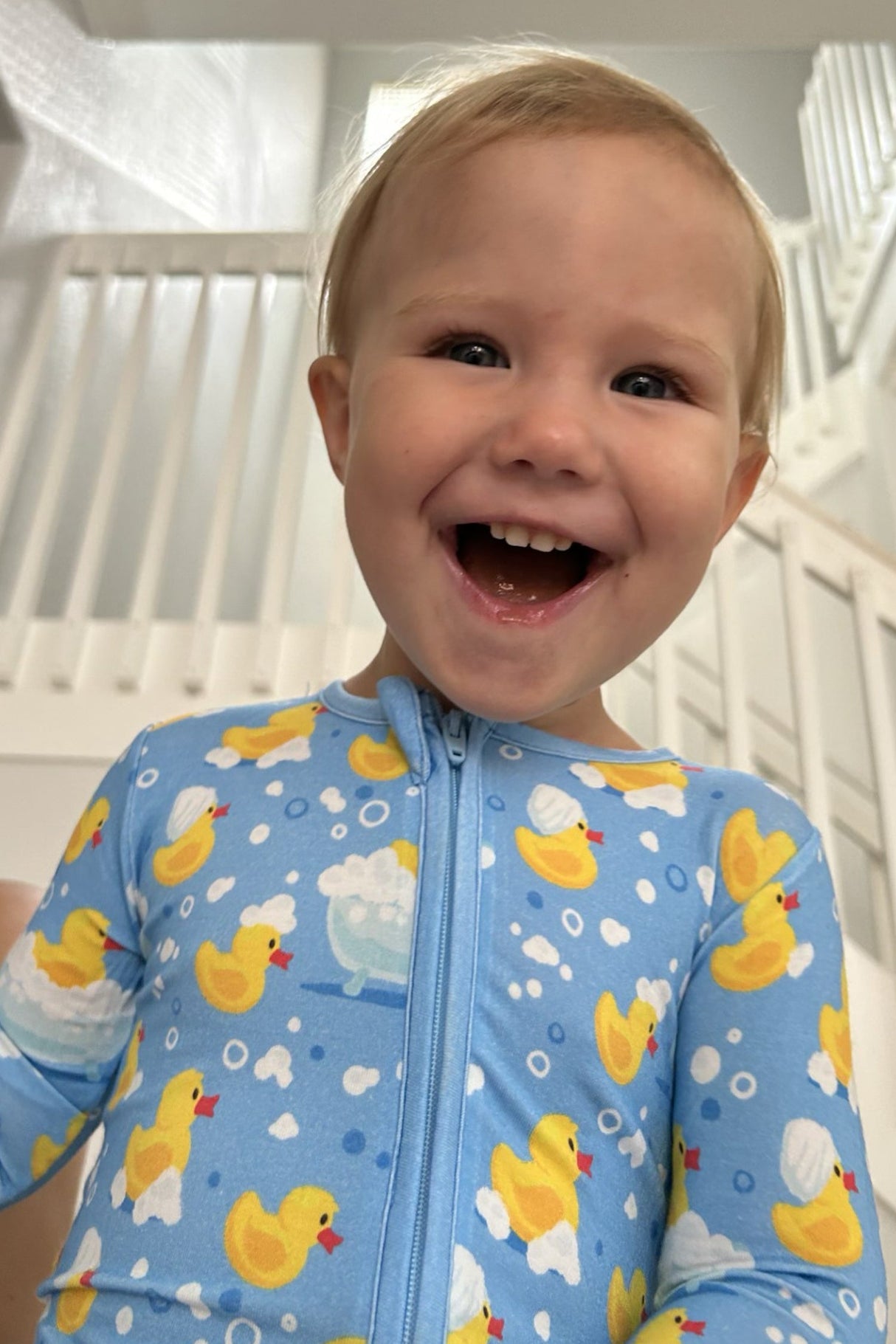 Soft & Stretchy Zipper Footie - Rubber Duckies - HoneyBug