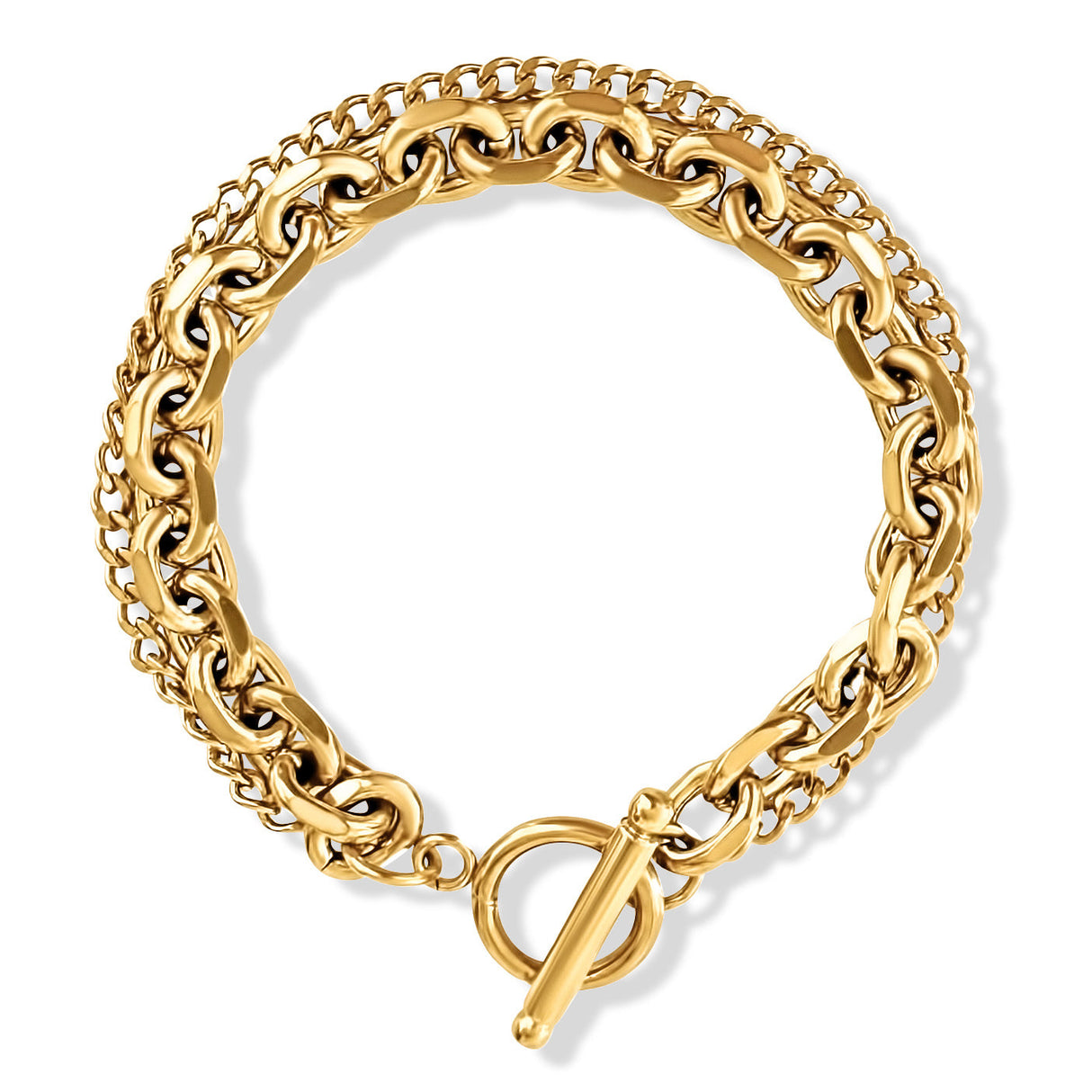 Nila Double Chain Toggle Bracelet - HoneyBug