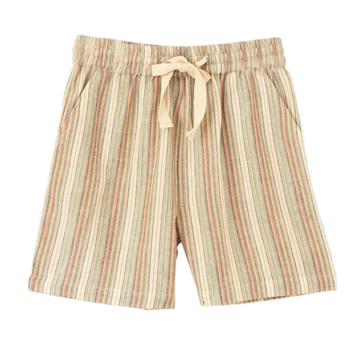 Boys Everyday Cotton Shorts | Mint Green Stripe - HoneyBug