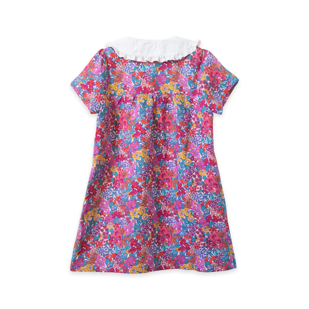 Girls Broderie Collar Fae Dress - Orchid - HoneyBug