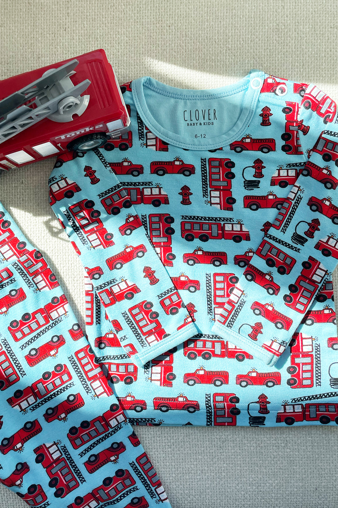Long Sleeve Pajama Set - Fire Trucks - HoneyBug