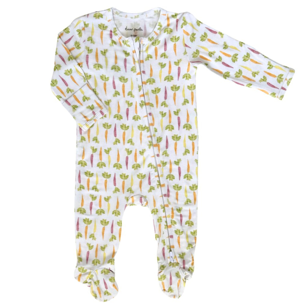 Footie Zippered One Piece - Colorful Carrots - HoneyBug