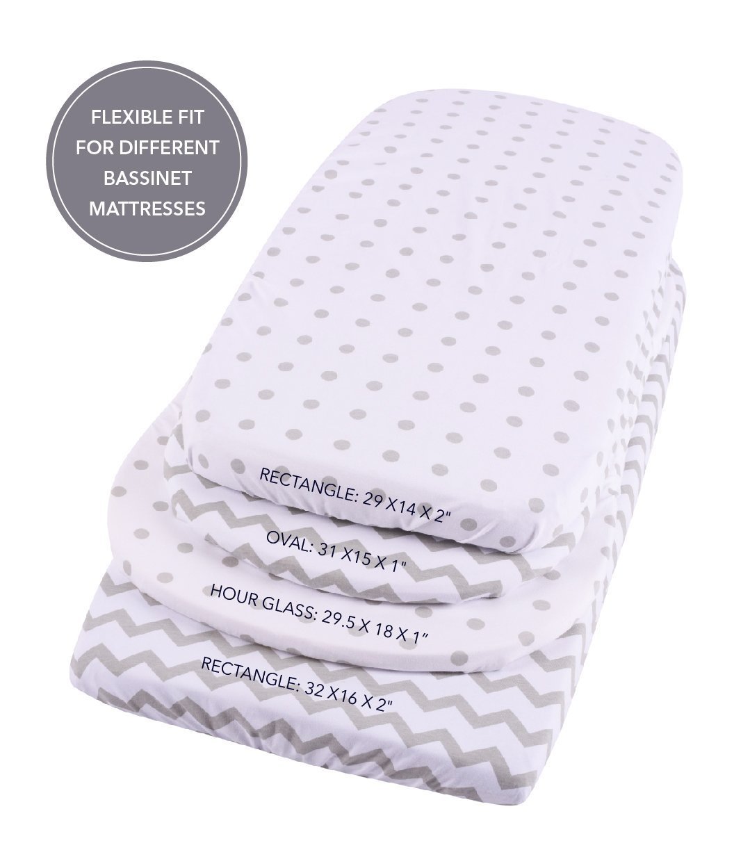 Waterproof Bassinet Sheet Set - Grey Chevron & Polka Dot - HoneyBug