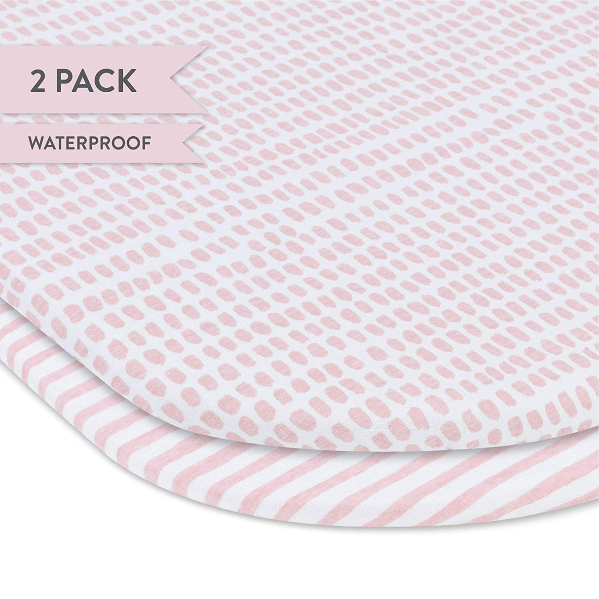 Waterproof Bassinet Sheet Set - Mauve Pink Stripes & Splash - HoneyBug