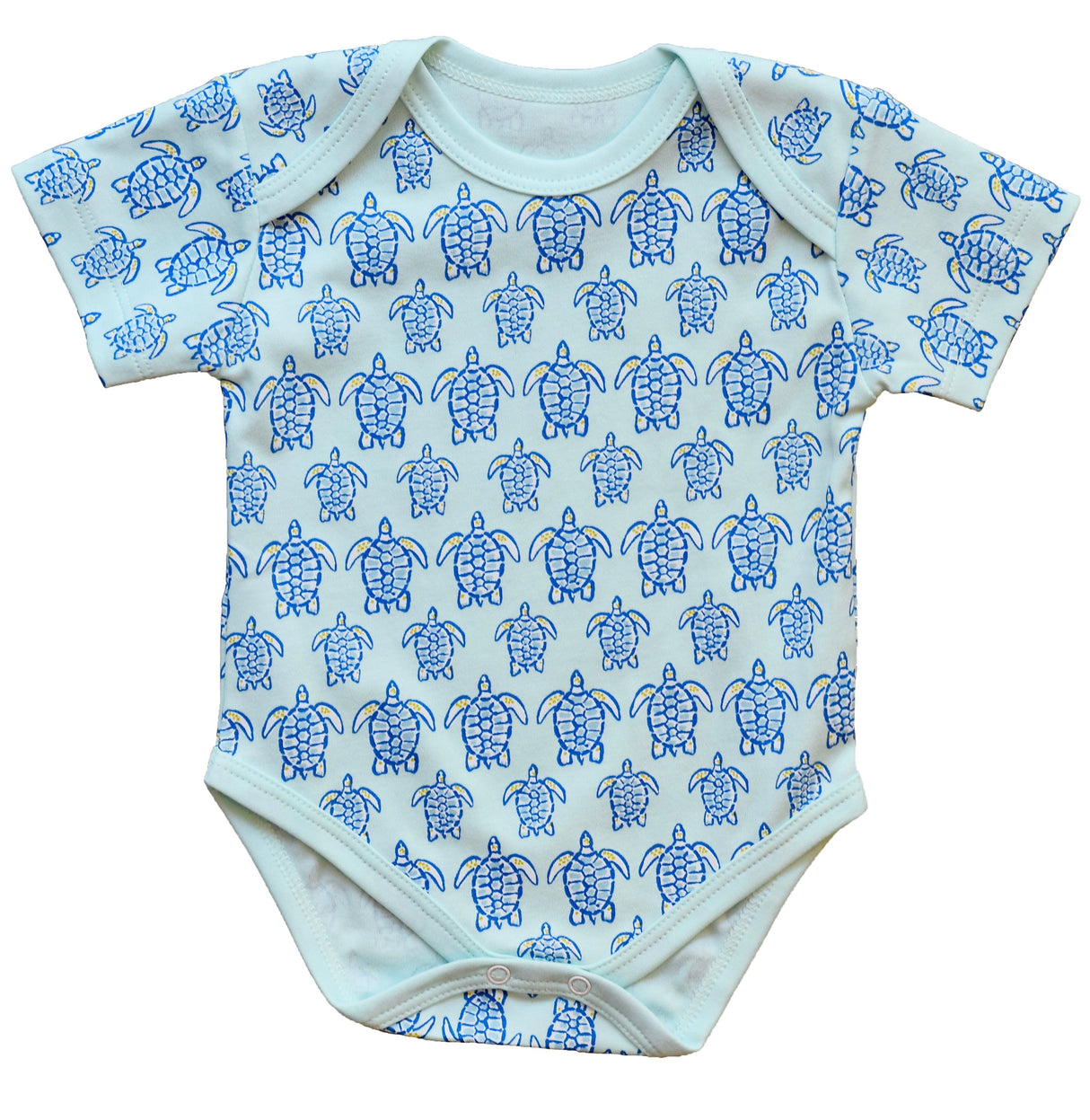 Blue Sea Turtle Short Sleeve Onesie - HoneyBug