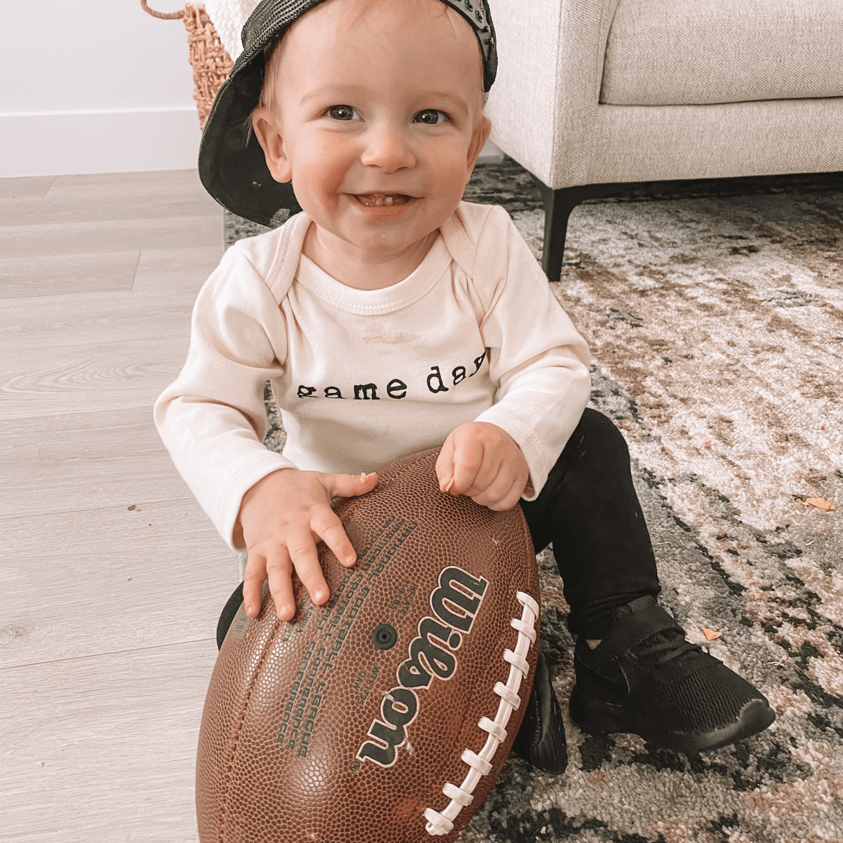 Game Day Organic Cotton Baby Bodysuit Long Sleeve - HoneyBug