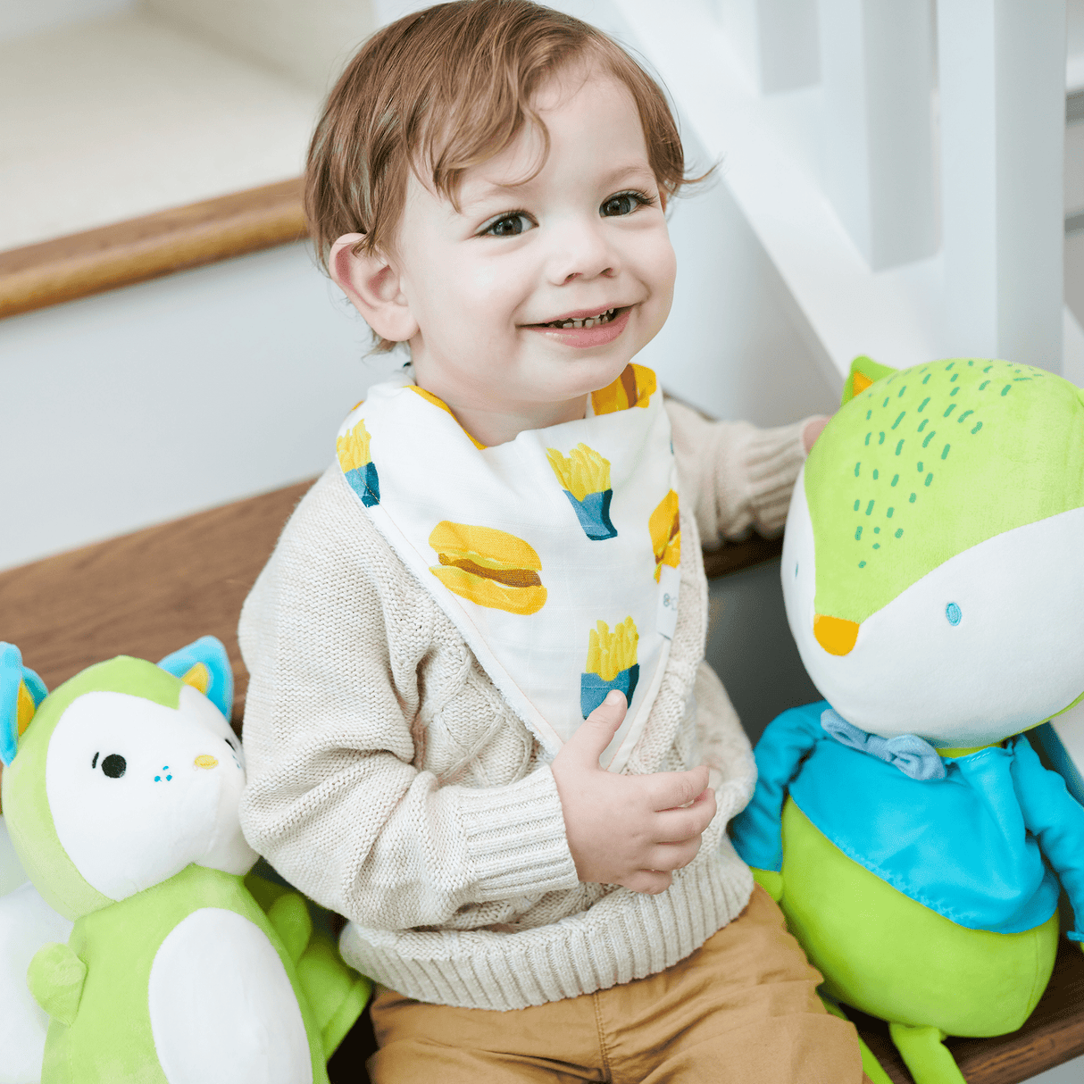 Small Fry and Burgers and Fries 2 Pack Muslin & Terry Cloth Bib Set - HoneyBug