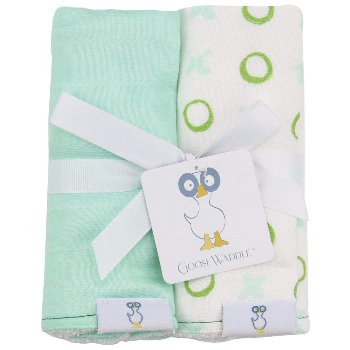 Peas and XO Mint 2 PK Muslin & Terry Cloth Burp Cloth - HoneyBug