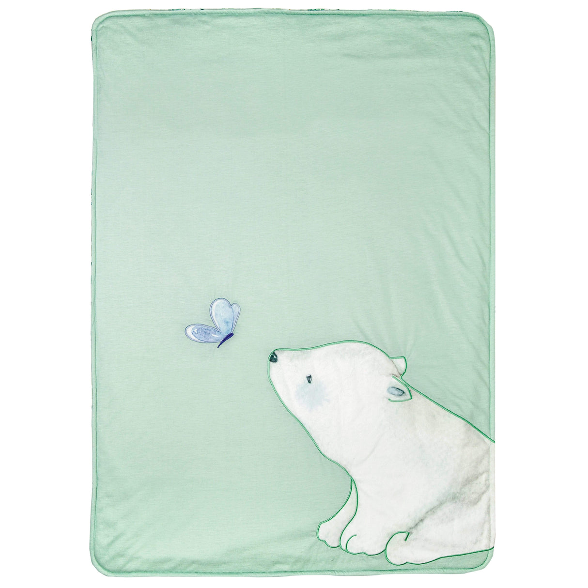 Basil Bear Mint Applique Baby Blanket - HoneyBug