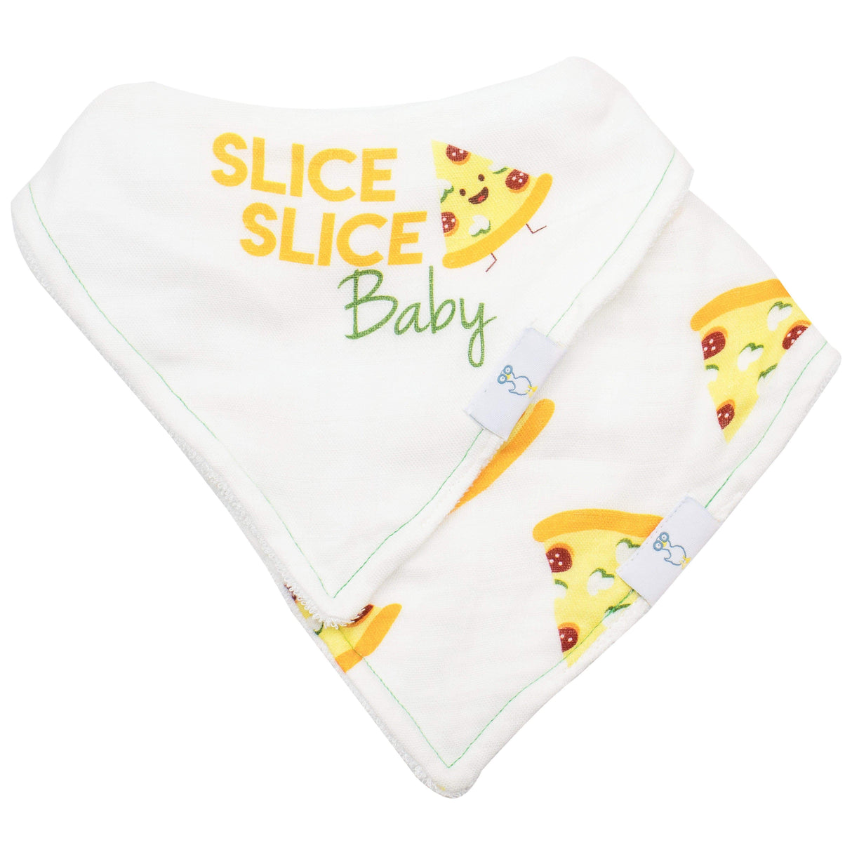 Slice Slice Baby and Pizza 2 Pack Muslin & Terry Cloth Bib Set - HoneyBug