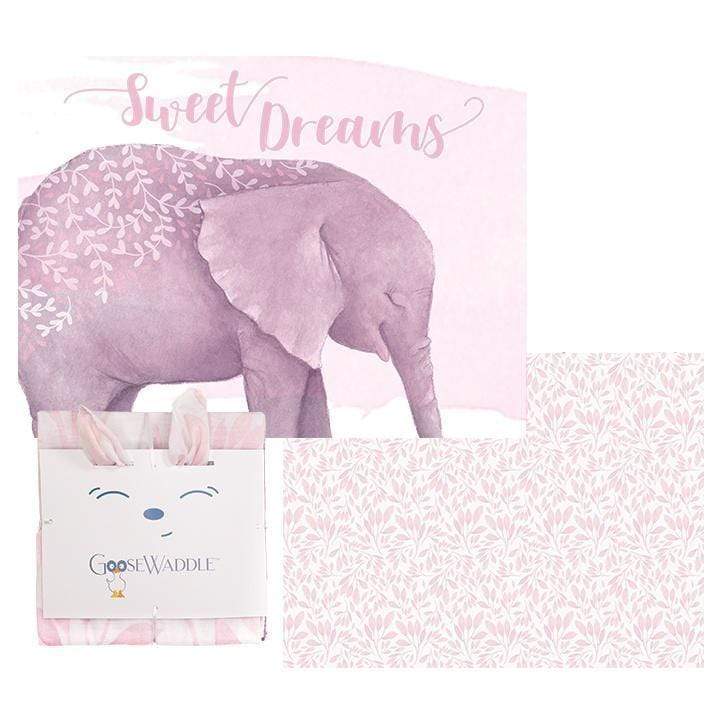 Poppy Elephant/ Leaves Pink 2 Pack Newborn Receiving Blanket - HoneyBug