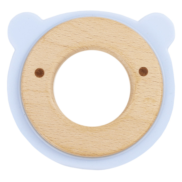 Blue Bear Animal Teether Wooden + Silicone - HoneyBug