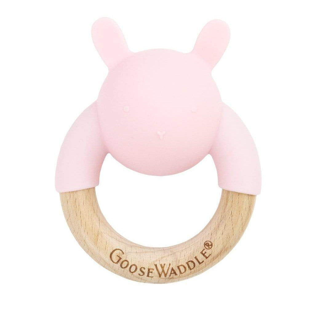 Rattle Teether Wooden + Silicone (4 Colors) - HoneyBug