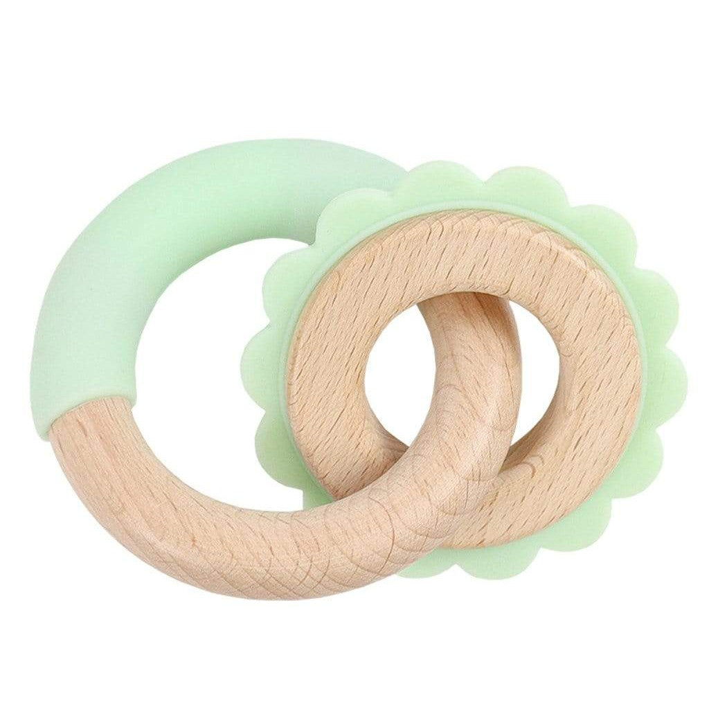 Mint Lion Silicone + Wood Double Teether - HoneyBug