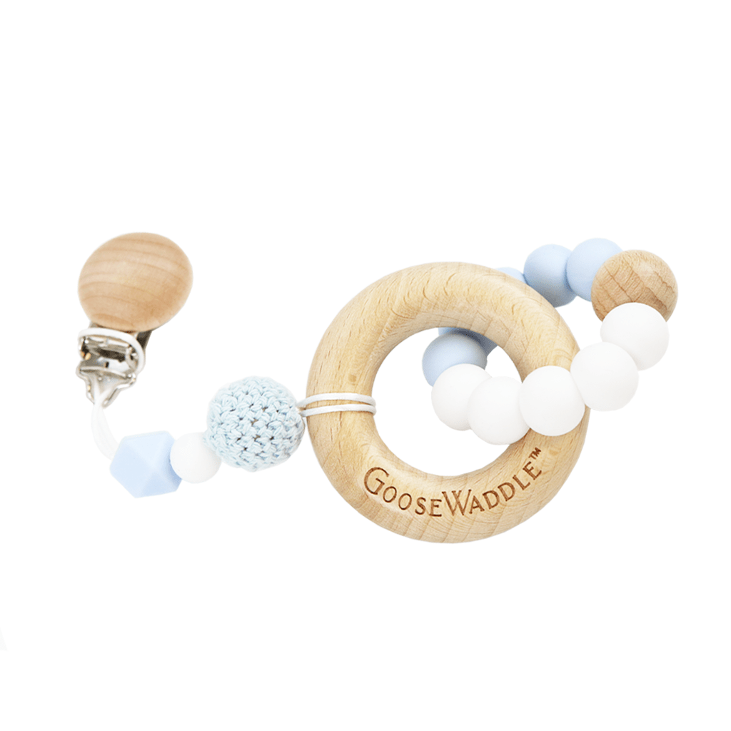 Attachable Wooden & Silicone Teether with Clasp (4 Colors) - HoneyBug