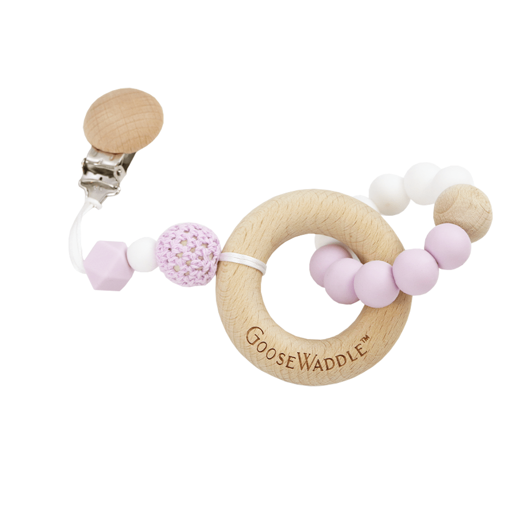 Attachable Wooden & Silicone Teether with Clasp (4 Colors) - HoneyBug