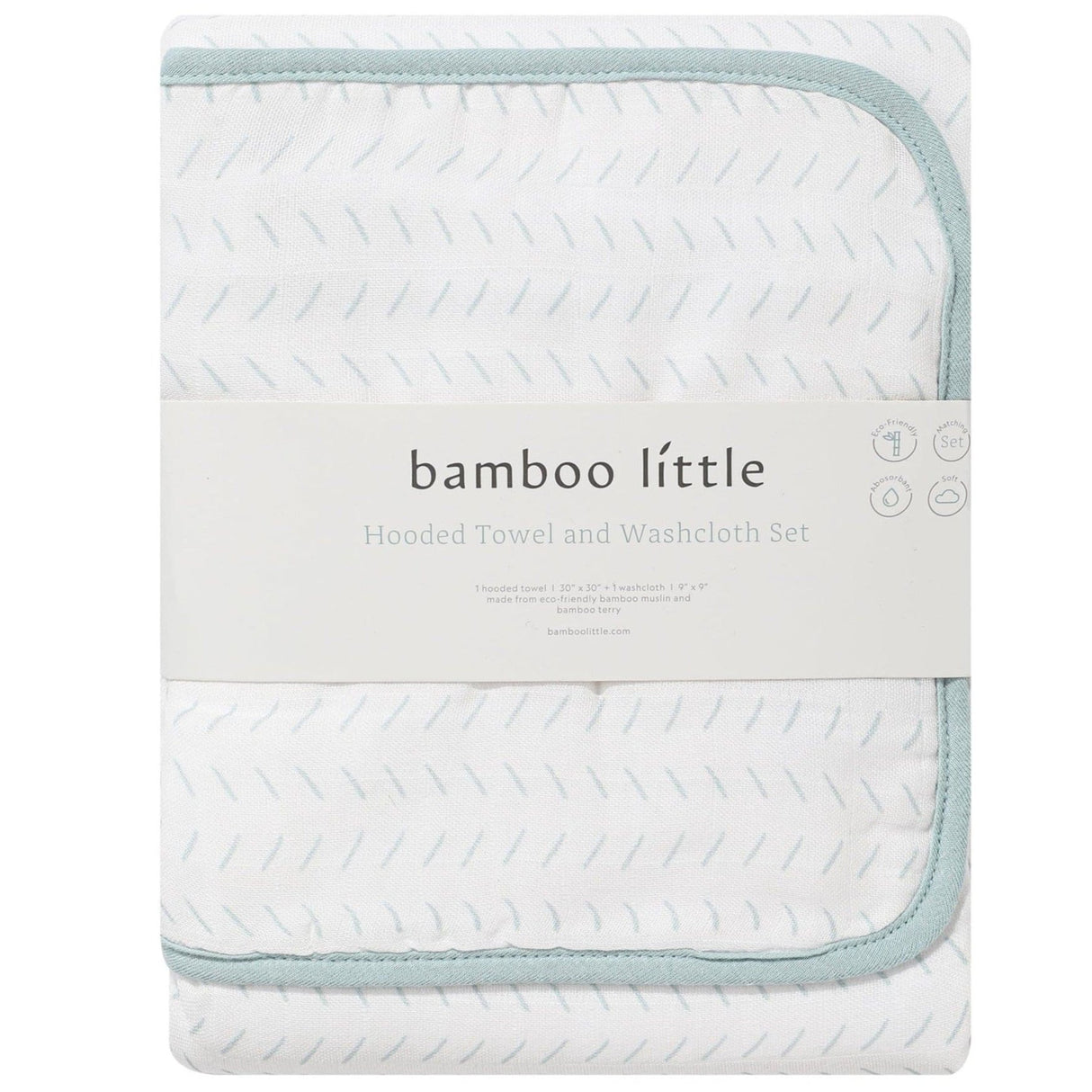 Sage Dash Hooded Towel Set - HoneyBug