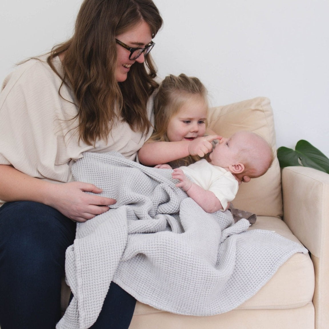 Grey Waffle Baby Blanket