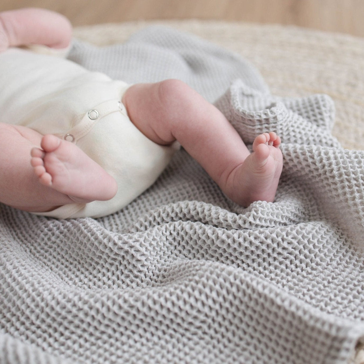 Grey Waffle Baby Blanket