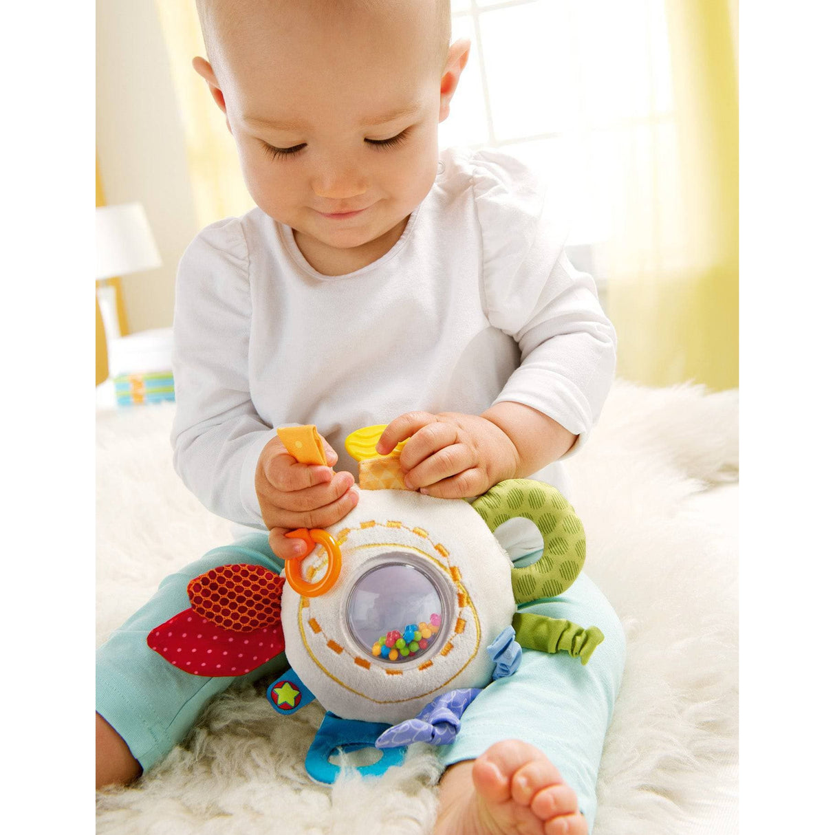 Teether Cuddly Rainbow Round Activity Toy - HoneyBug