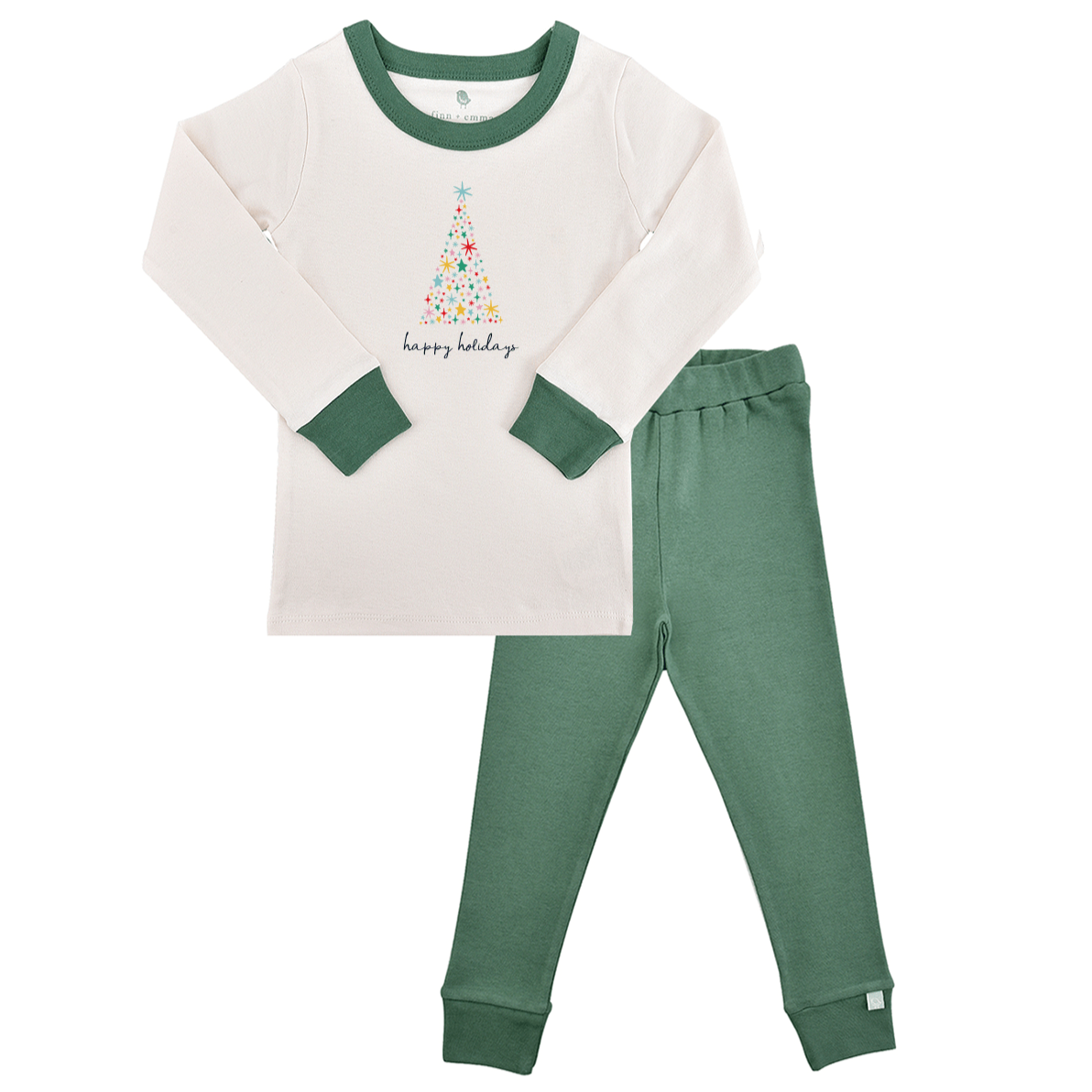pajamas | happy holidays pine green - HoneyBug