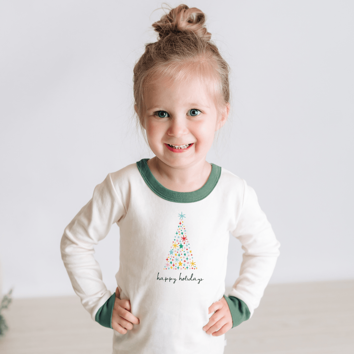 pajamas | happy holidays pine green - HoneyBug