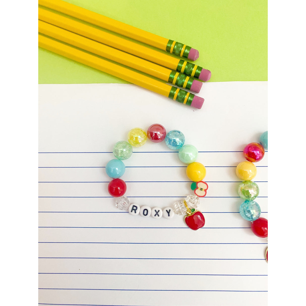 Back to School - Apple Charm Bracelet - Customizable - HoneyBug