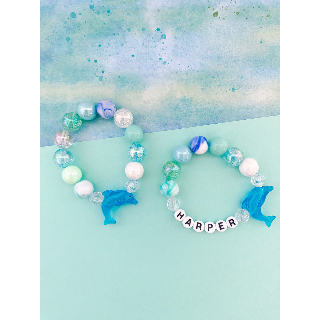 Blue Dolphin Bracelet - Customizable - HoneyBug