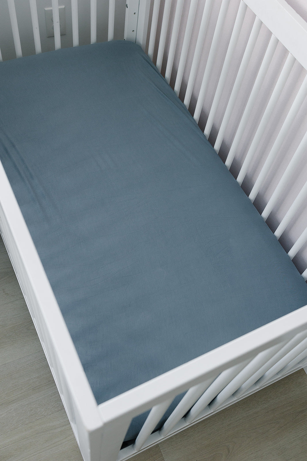 Dusty Blue Bamboo Stretch Crib Sheet - HoneyBug