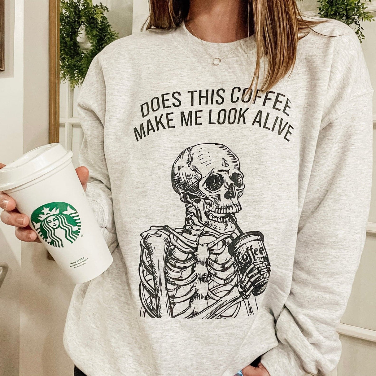 Does This Coffee Make Me Look Alive Sweatshirt - HoneyBug