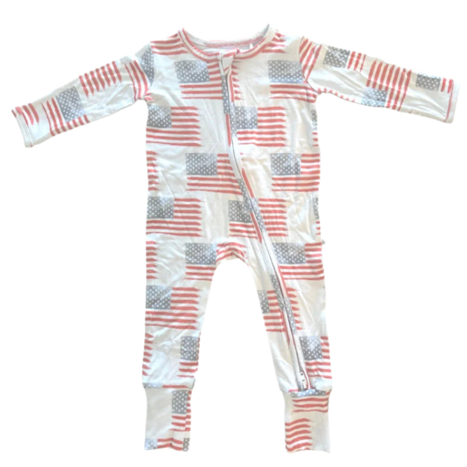 American Flag Convertible Foot Onesie - HoneyBug