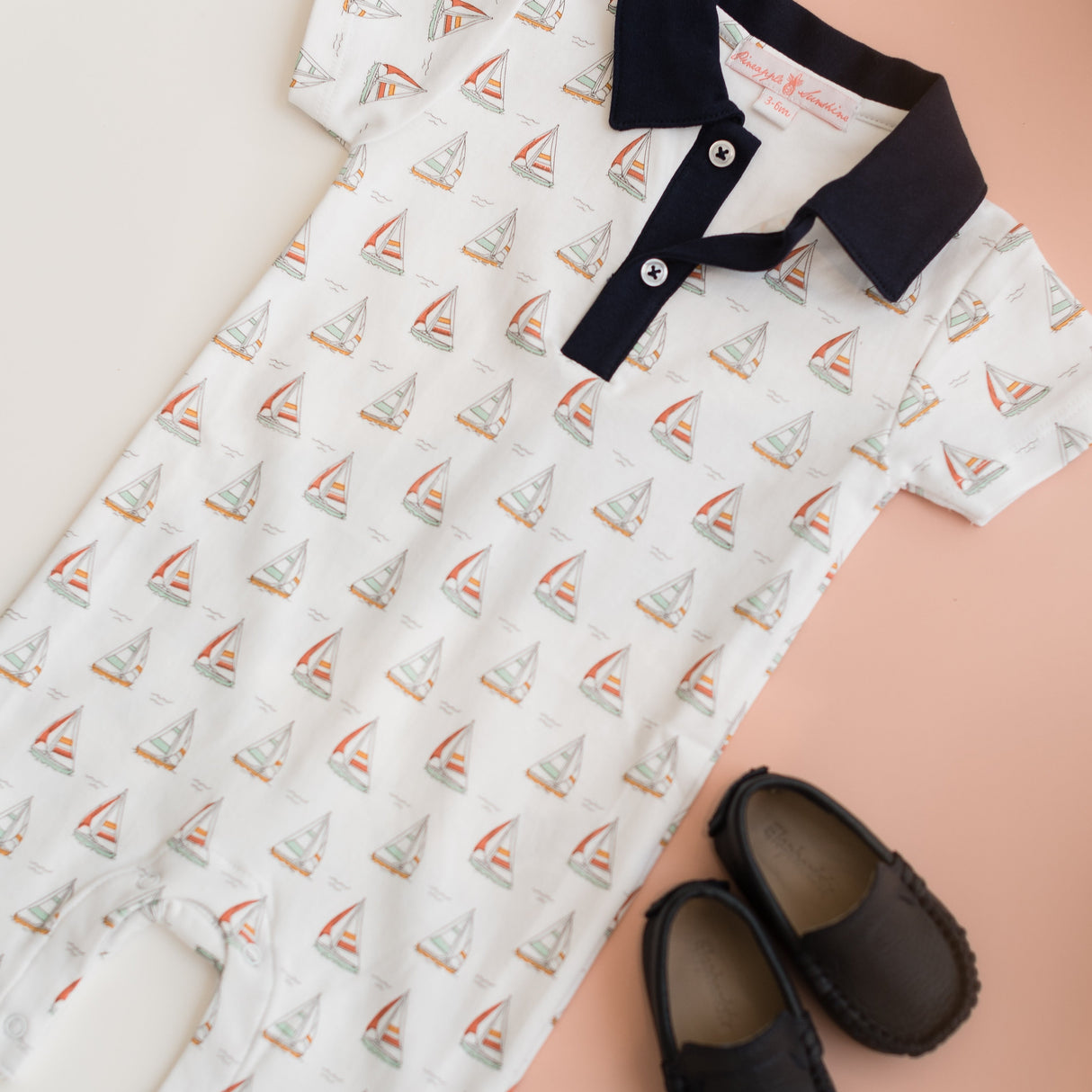 Sailboat Romper with Collar - HoneyBug