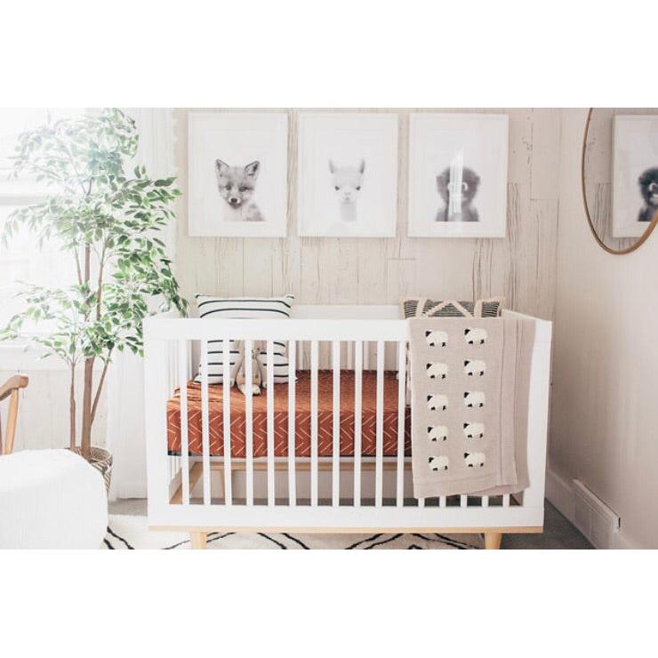 Rust Mudcloth Muslin Crib Sheet - HoneyBug