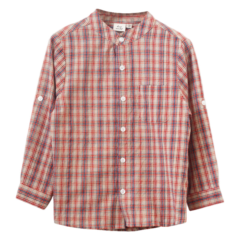 Boys Long Sleeve Check Shirt | Red and Blue - HoneyBug