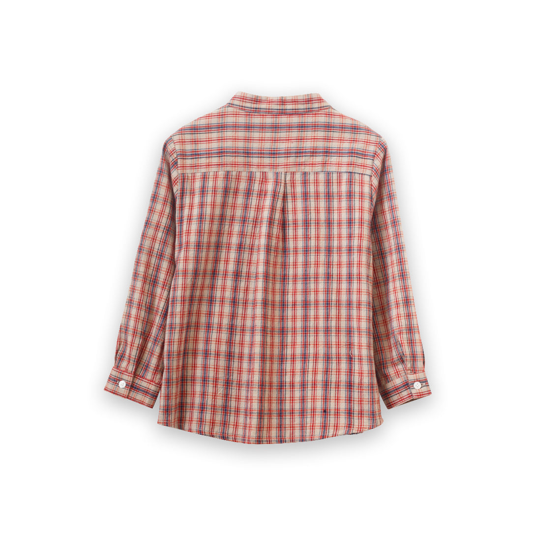 Boys Long Sleeve Check Shirt | Red and Blue - HoneyBug