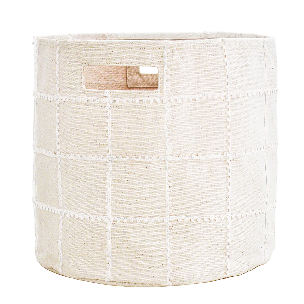 Handmade Canvas Storage Basket Lace - Ivory