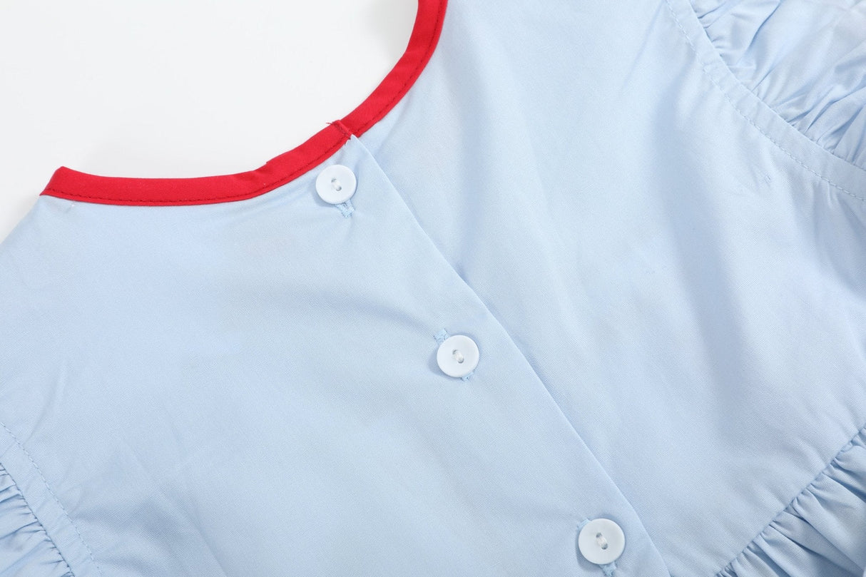 Light Blue USA Flag Smocked Dress