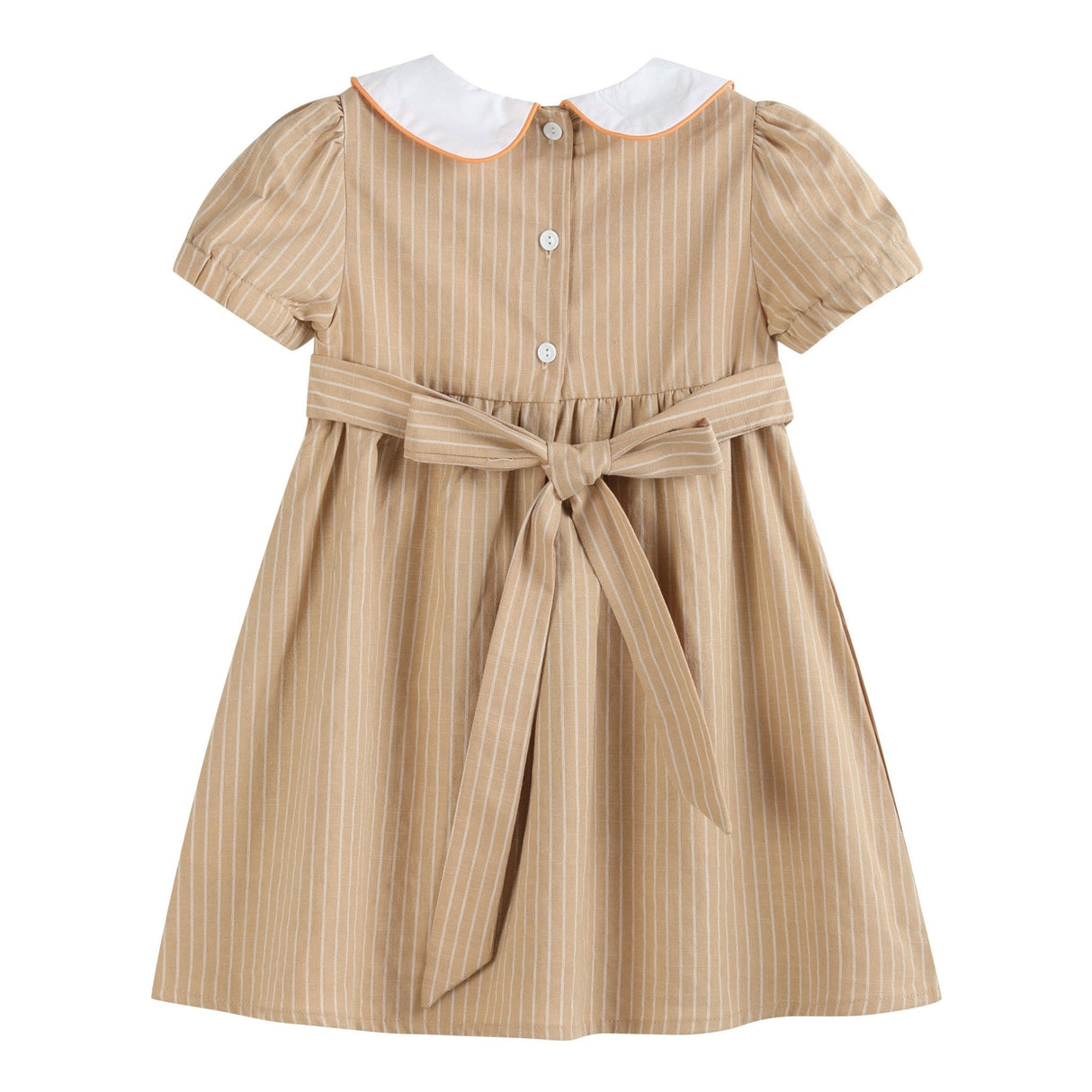 Light Brown Pumpkin Smocked Collared Dress