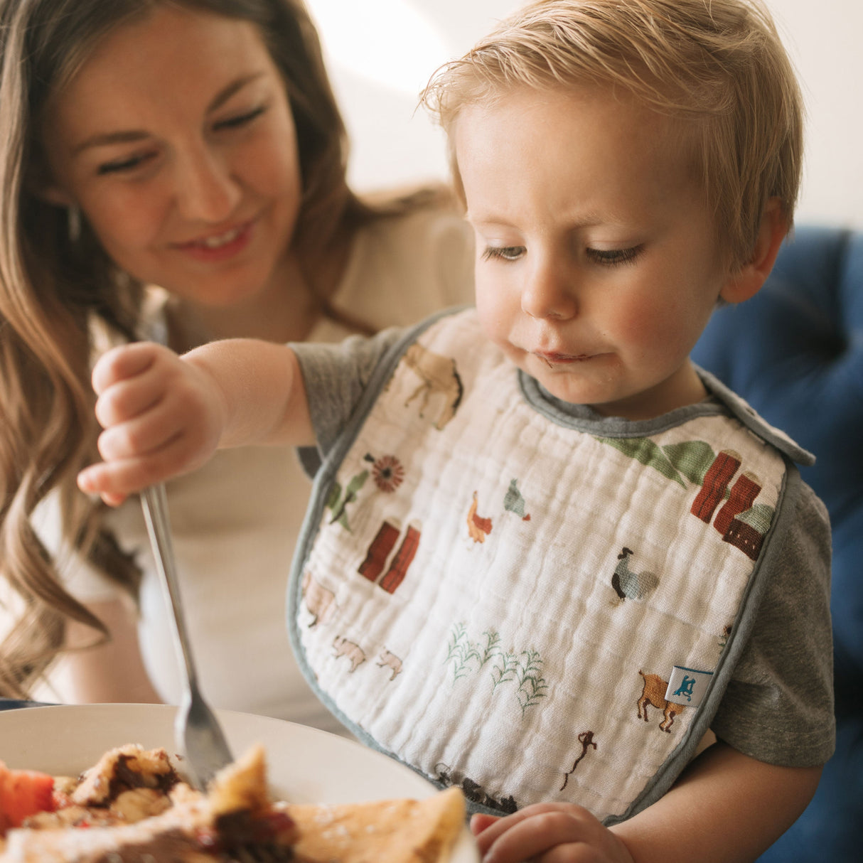 Cotton Muslin Classic Bib 3 Pack - Farmyard - HoneyBug