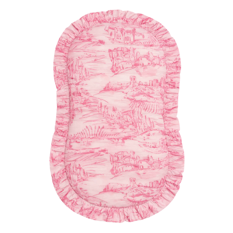 Pink Toile Ruffle Baby Lounger Cover